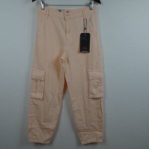 Levi's Baggy Cargo Pants Women's Size 27x28 Pink Blush Cotton Relaxed Fit